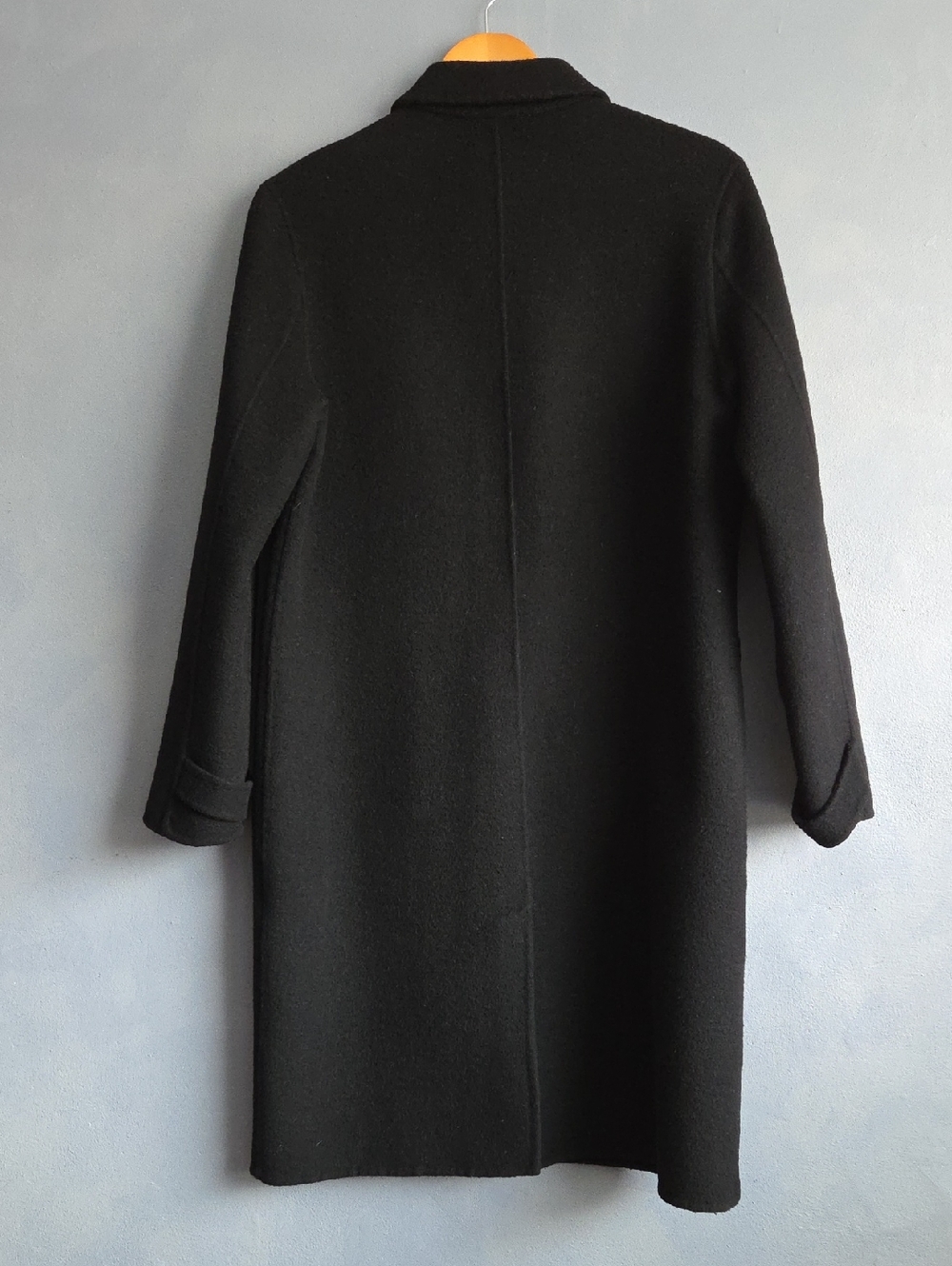 SANDRO PARIS BLACK WOOL BLEND, GOLD SNAPS MID LENGTH JACKET SIZE 38, EUC - Picture 8 of 15